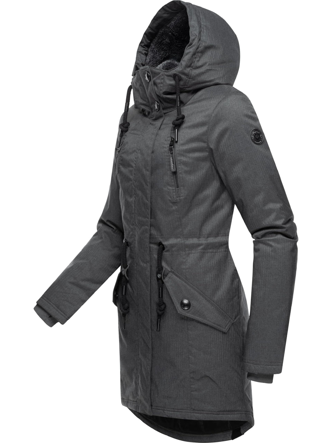 Ragwear Damen Wintermantel warm gefütterter Parka lang wasserdicht mit Kapuze Elsie Melange XS-6XL M