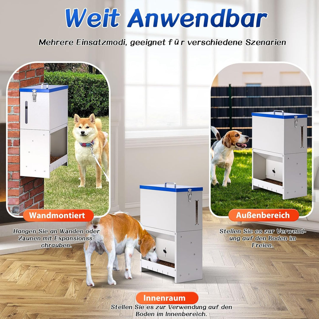 Automatischer Hundefütter für grosse Hunde im Freien 10kg Hundefütterspender Verzinkte Fütterung Met