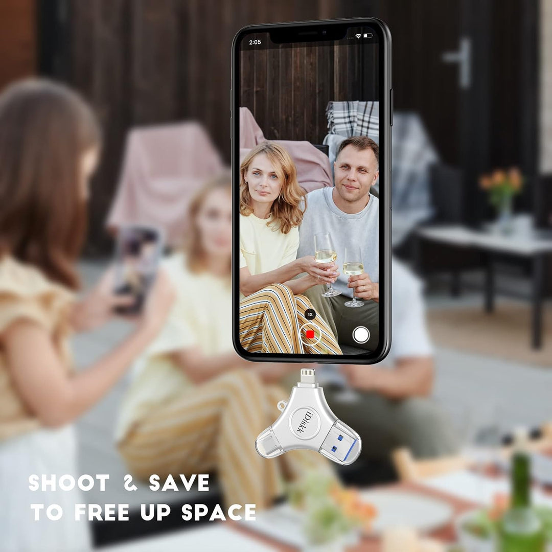 iDiskk Fotostick für iPhone/iPad, 3-in-1 USB-C 128 GB iPhone-Speicherstick mit MFi-Zertifizierung, i