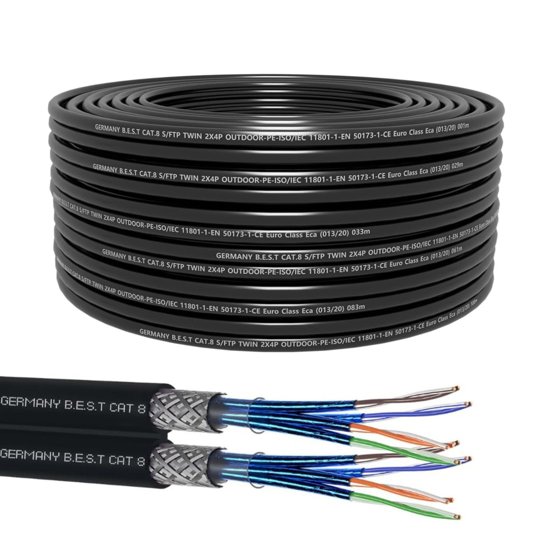 Germany B.e.s.t 75M CAT 8 Duplex Erdkabel Netzwerkkabel Outdoorkabel Kupfer LAN Kabel Ethernetkabel