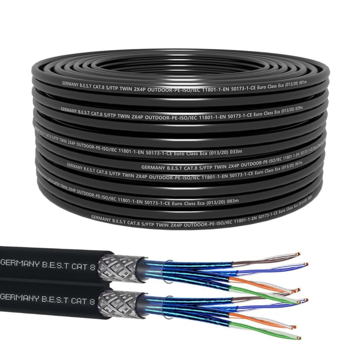 Germany B.e.s.t 75M CAT 8 Duplex Erdkabel Netzwerkkabel Outdoorkabel Kupfer LAN Kabel Ethernetkabel