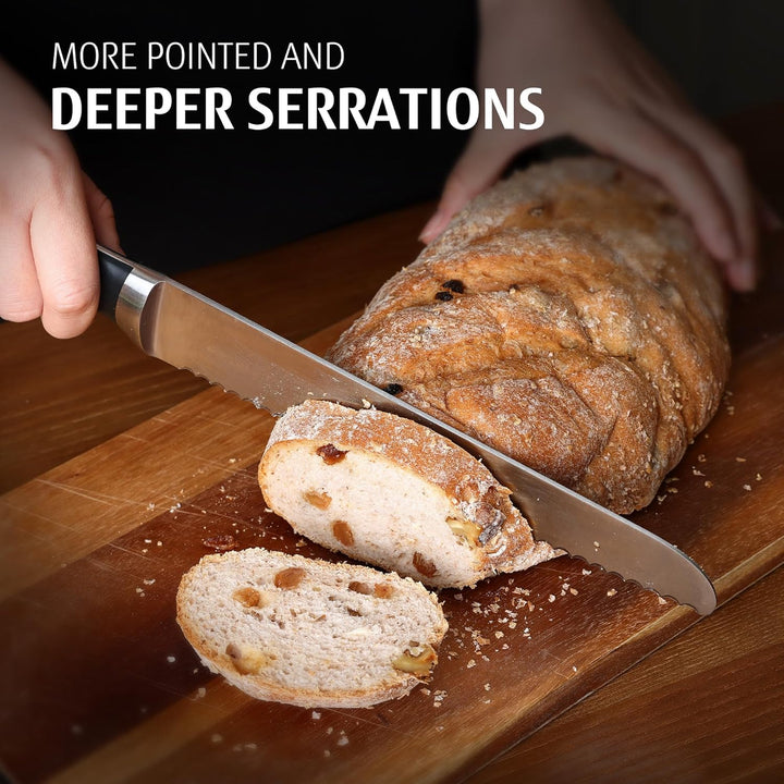 hecef Messerblock mit Messer, 7-tlg Scharfe Messerset mit Vollzahn-Konstruktion, Edelstahl Küchenmes