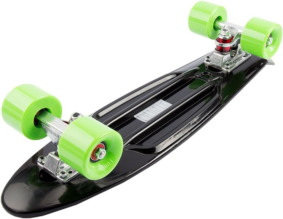 FunTomia Skateboard 57cm Mini-Cruiser Board mit T-Tool, ABEC-9 Kugellager, LED Rollen, Kinder Anfäng