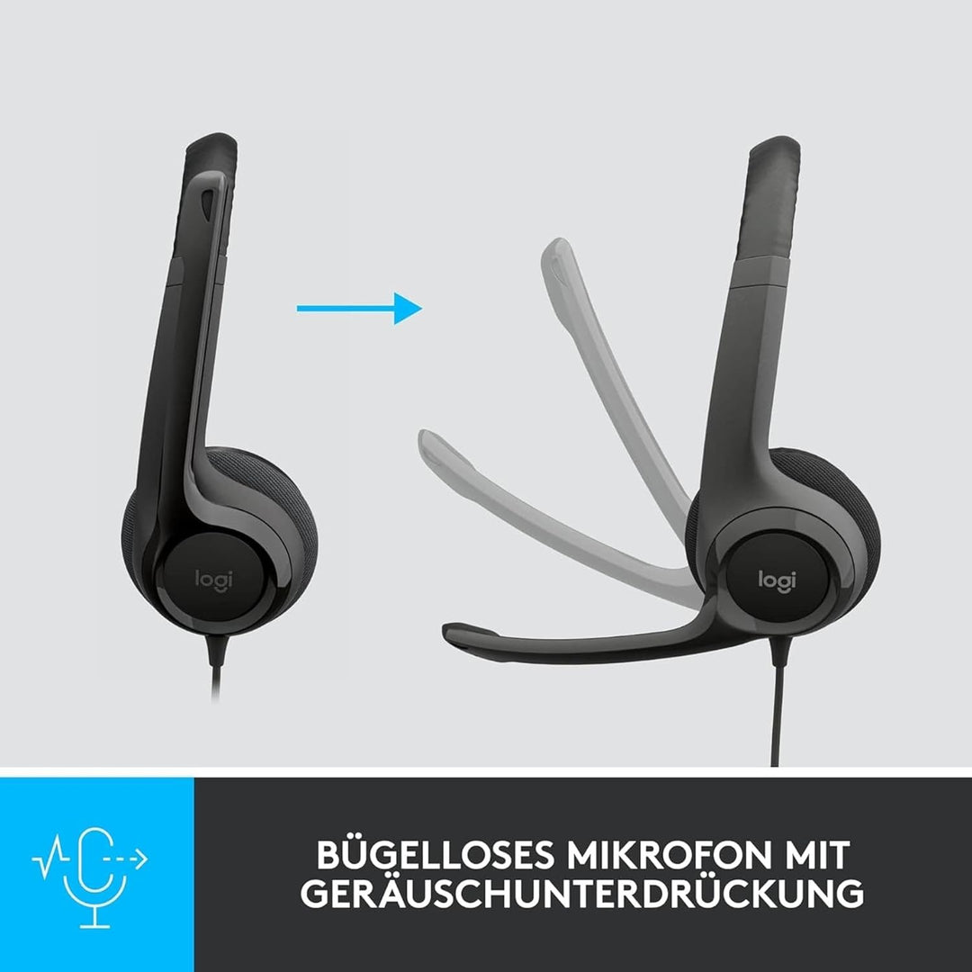 Logitech H390 Kopfhörer mit Mikrofon, Stereo-Headset, Mikrofon mit Rauschunterdrückung, Integrierte