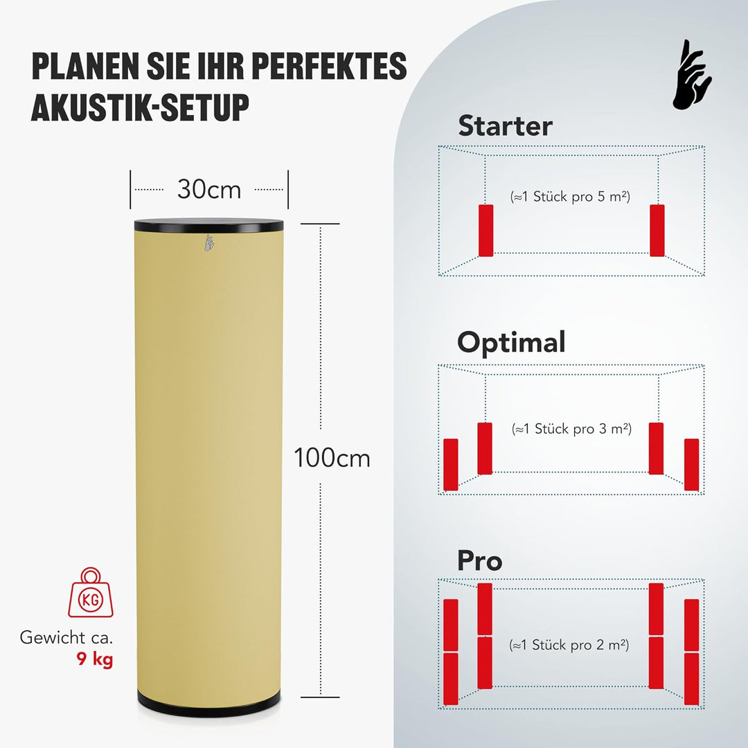Addictive Sound Premium Schalldämmung Wand 100x30 cm Bassfalle - Akustikpaneele Wand zum Hause, Stud