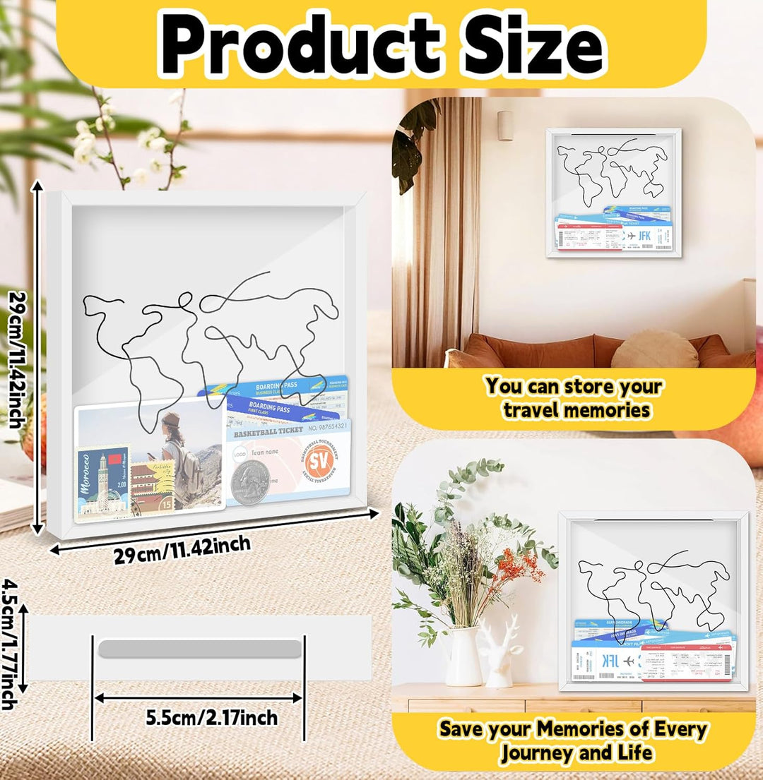 3D Bilderrahmen zum Befüllen 30x30cm, Reise Abenteuer Archivbox, 3D Objektrahmen Tiefer 5cm, Tiefer