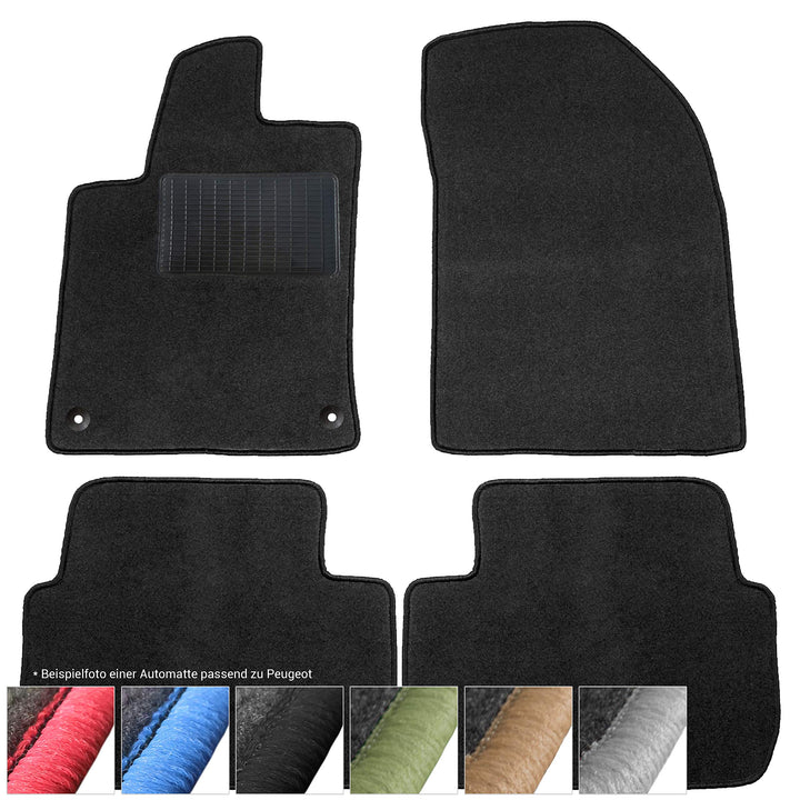 moto-MOLTICO Fussmatten Auto Velours Autoteppiche Schwarz Automatten Set 4-teilig passend für Peugeo