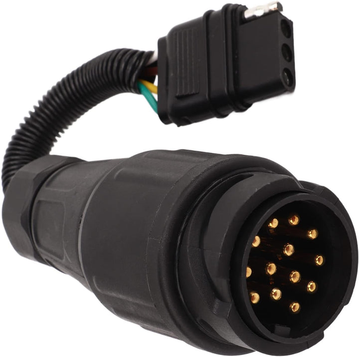 Aramox Trailer Connector, Trailer Plug Adapter EU 13 Way Round to US 4 Way Flat Trailer Connector Co
