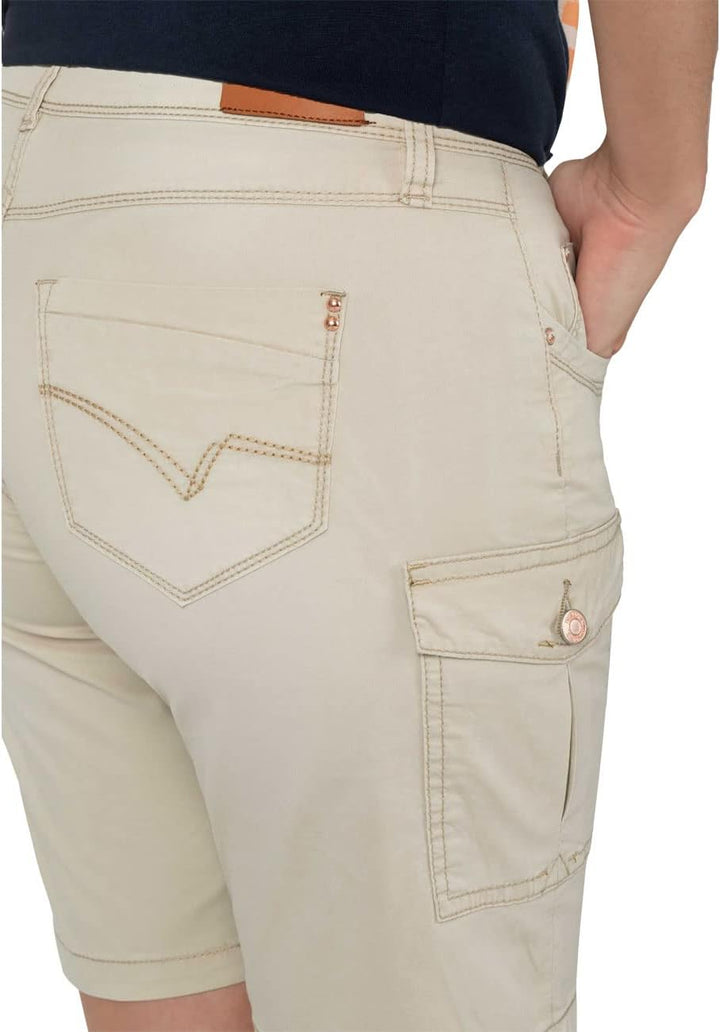 Timezone Damen Slim NaliTZ Cargo Short 31W Linen Beige, 31W Linen Beige