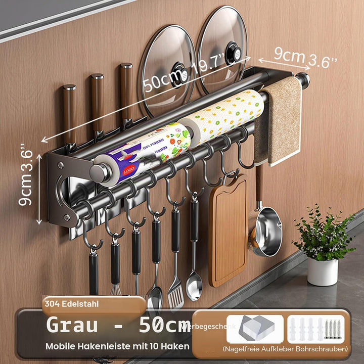 küchenhalterung für küchenhelfer, Hängende Topf Rack, Platzsparende Küchenutensilien Rack mit Haken,