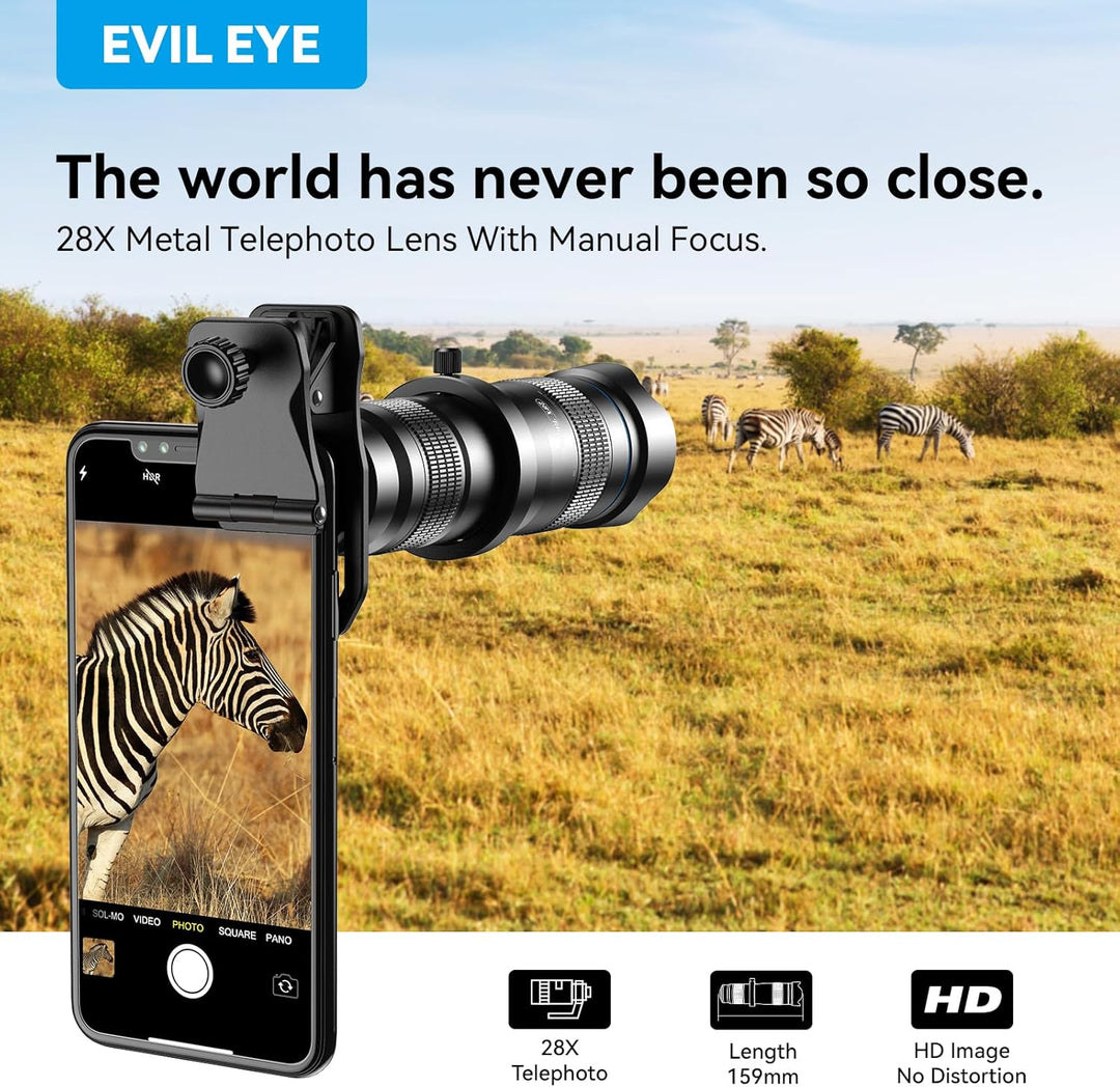 Apexel HD Handyobjektiv 28X Teleobjektiv mit Auslöser für iPhone Samsung, Huawei, Xiaomi Android Sma