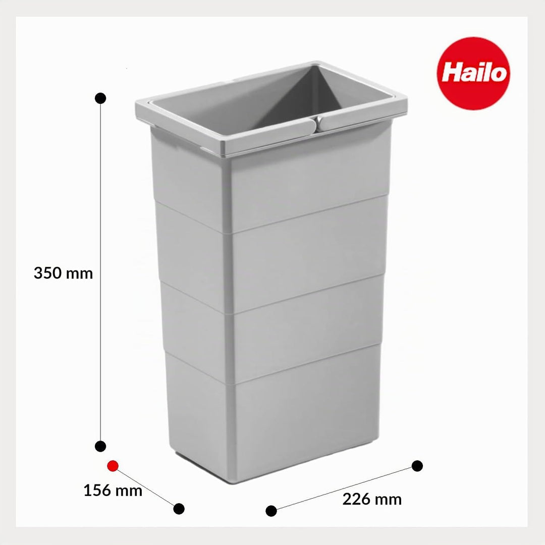 Hailo 10 Ersatzeimer Abfalleimer Terzett Triple-XL Raumspar-Tandem-H Rondo Grau Single, Single