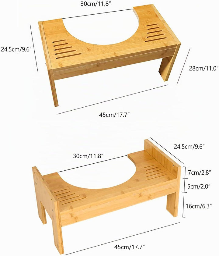 Toilettenhocker aus Bambus, WC Hocker Erwachsene Höhenverstellbar Toilettenhocker für Erwachsene und