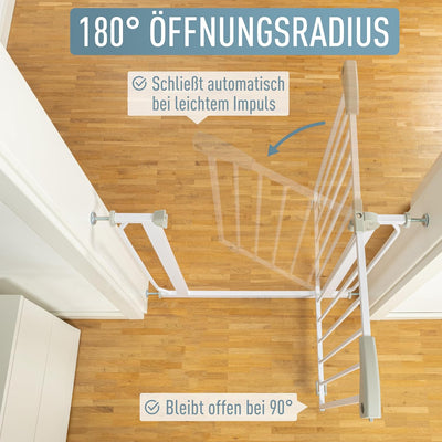 ib style® Berrin ! PREISSIEGER ! Treppengitter 58 -175cm | Türschutzgitter | Ohne Bohren | 90° Stop