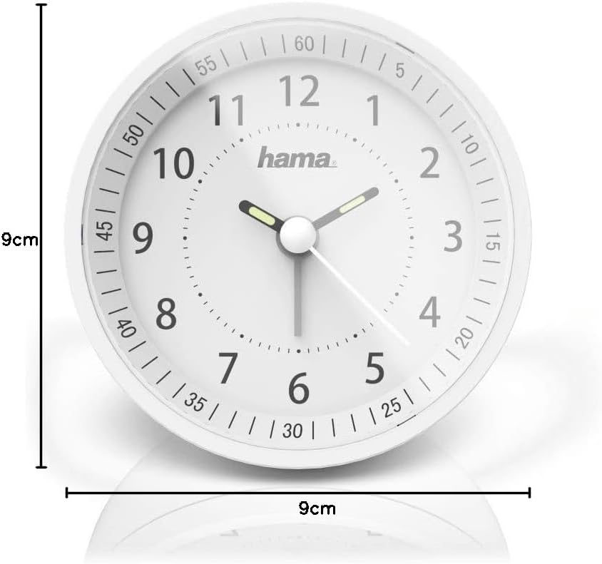 Hama Funk-Wecker, analog, „Roundly“ (DCF-Funkuhr, Schlummer-Funktion, Hintergrundbeleuchtung, Ziffer