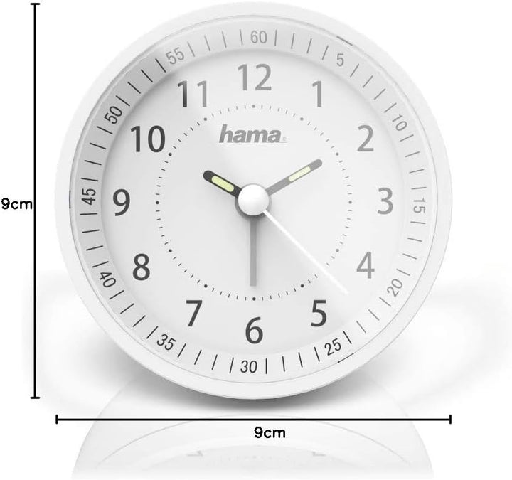 Hama Funk-Wecker, analog, „Roundly“ (DCF-Funkuhr, Schlummer-Funktion, Hintergrundbeleuchtung, Ziffer