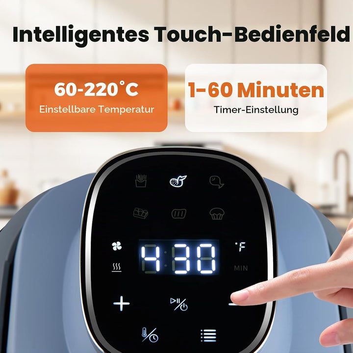 LIFEZEAL Tragbare 6-in-1 Heissluftfritteuse, 4 L &amp; 1,7 L austauschbare Glasbehälter mit Deckel, Heis