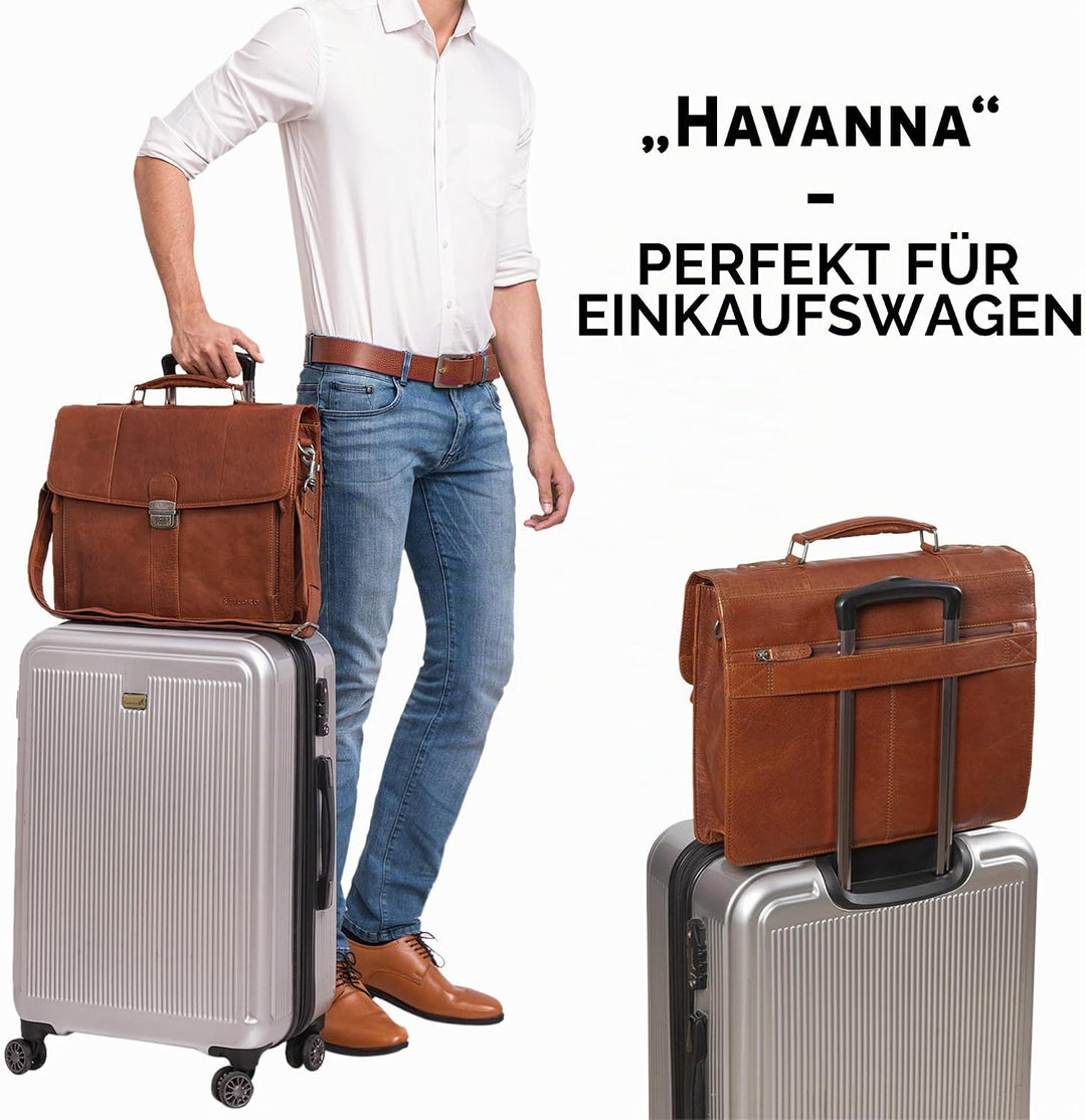 STILORD 'Havanna' Leder Businesstasche A4 Gross Klassische Aktentasche Arbeitstasche Abnehmbarer Sch