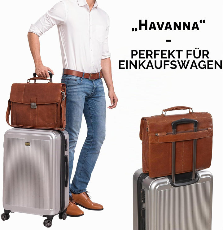 STILORD 'Havanna' Leder Businesstasche A4 Gross Klassische Aktentasche Arbeitstasche Abnehmbarer Sch