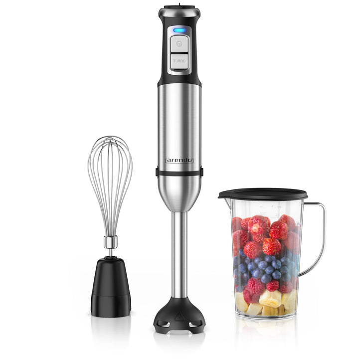 Arendo - Edelstahl Stabmixer 2000 Watt - Handmixer Set - Pürierstab - stufenlose Geschwindigkeit - T