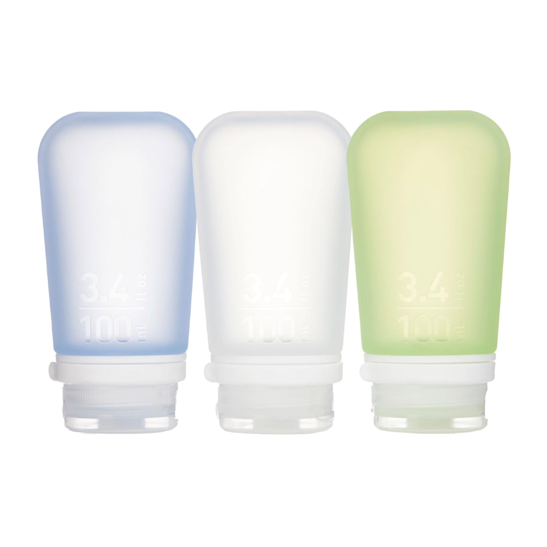 humangear 'GoToob' 3er Pack, Silikon, 100 ml transp./grün/blau, 071101, Einheitsgrösse, Transp./Grün