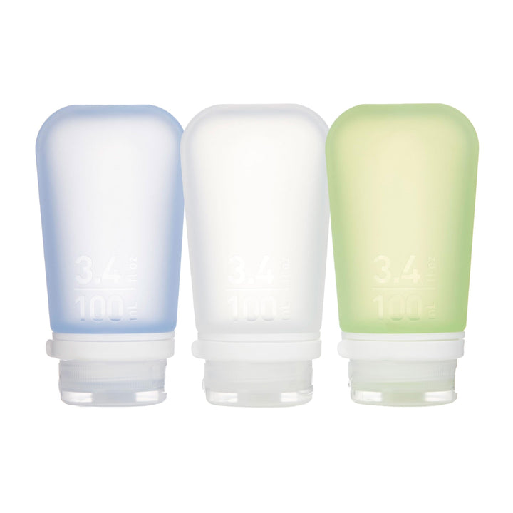 humangear 'GoToob' 3er Pack, Silikon, 100 ml transp./grün/blau, 071101, Einheitsgrösse, Transp./Grün