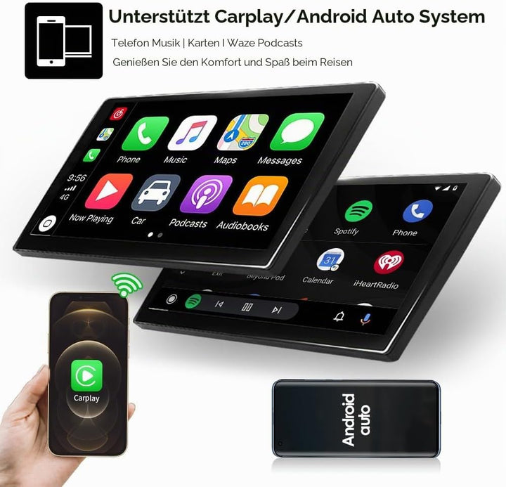 hizpo 9 Zoll Touchscreen Autoradio Kompatibel mit FIAT 500 2007-2014 mit Carplay/Android Auto 4-Core