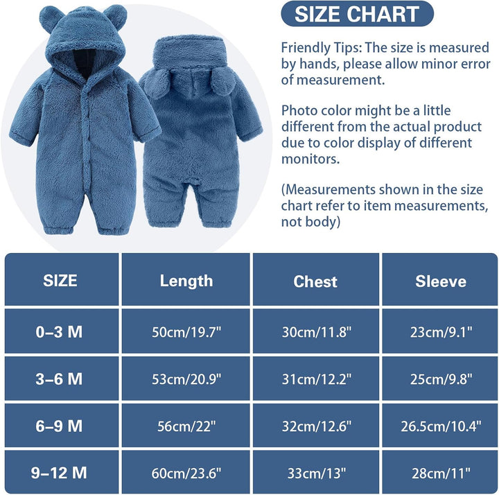 Neugeborenes Baby Bär Schneeanzug Kleinkind Fleece Strampler Baby mit Kapuze Jumpsuit Winter Warm Ou