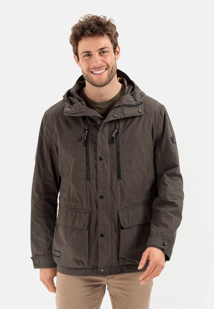 camel active Herren Multi-Pocket Jacke mit Kapuze 48 Oliv Braun, 48 Oliv Braun