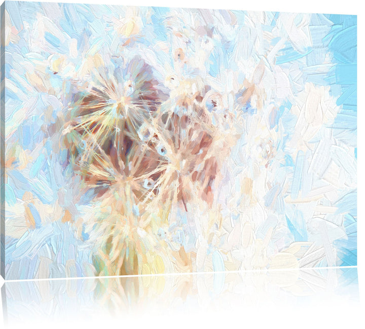 Pixxprint Pusteblume mit Wassertropfen Pinsel Effekt, Format: 100x70 auf Leinwand, 100x70