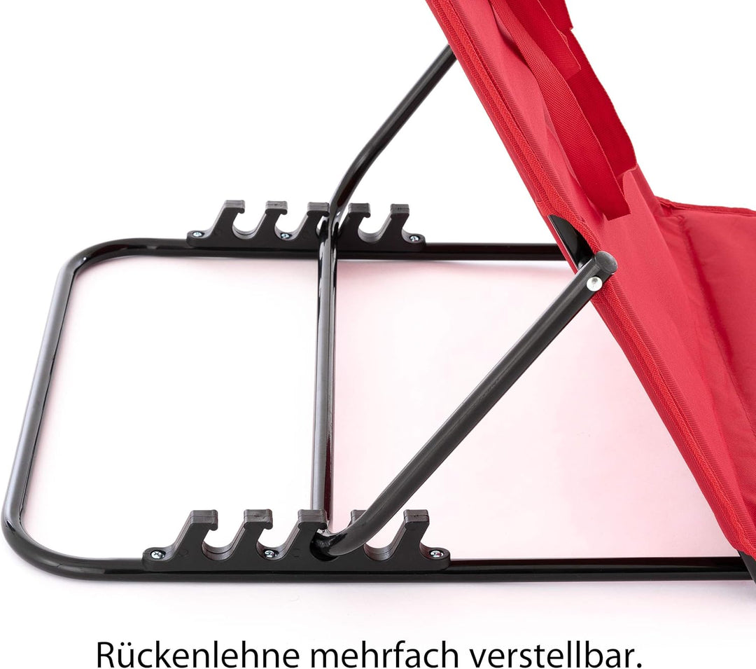 Nexos Trading 2er Set Strandmatte Beach-Matte gepolstert faltbar verstellbare Rückenlehne (Rot), Rot
