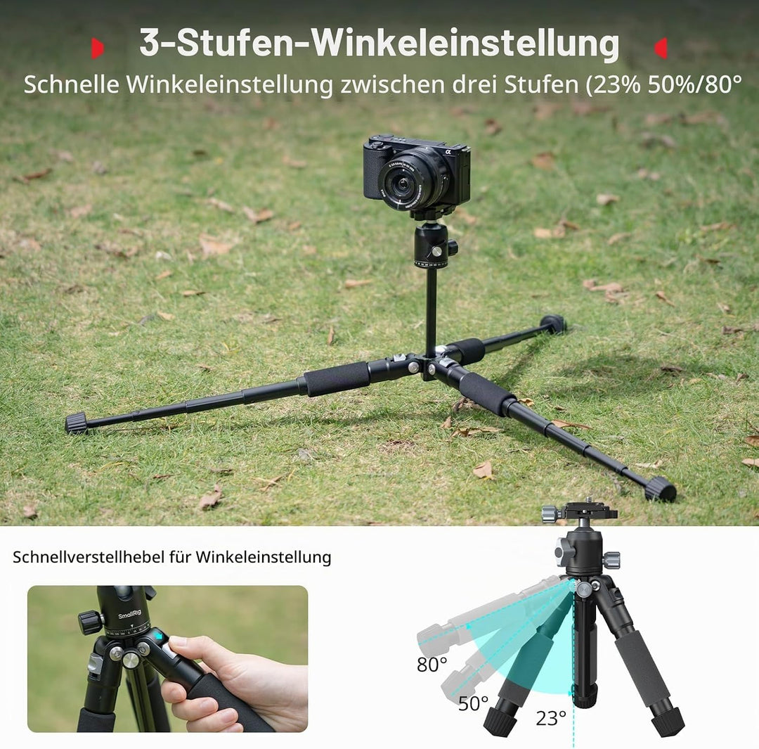 SMALLRIG VT-20Pro 21,2"/53,8 cm Mini-Stativ für Kamera und Telefon, Kleines Tischstativ aus Aluminiu