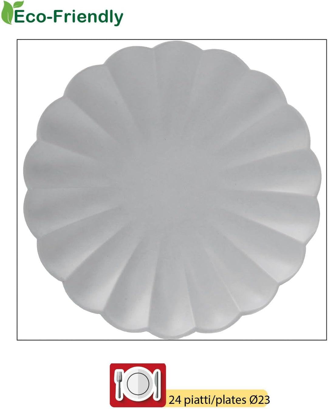 Ciao - Partygeschirr Flower Shape für 24 Personen (112 pcs: 24 Pappteller Ø23cm, 24 Pappteller Ø18cm