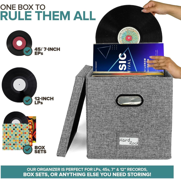 Zankie Aufbewahrungsbox Für Vinyl-Schallplatten Mit Deckel - Stapelbare LP-Aufbewahrungsboxen Für Bi