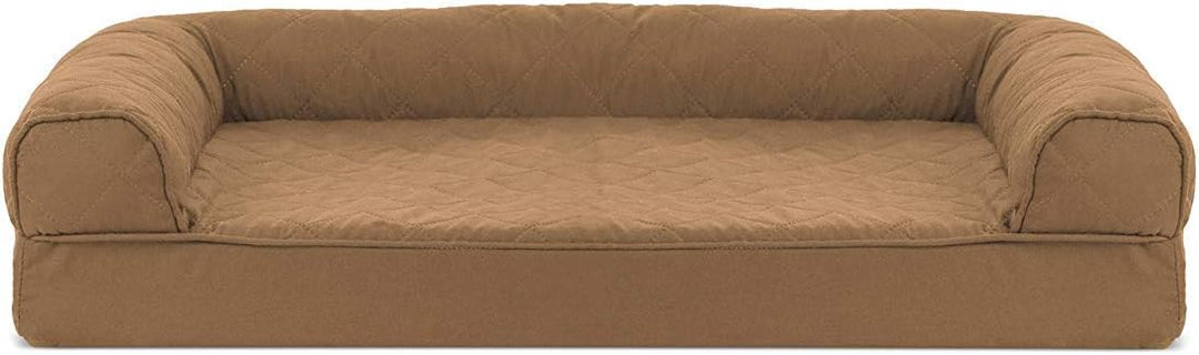 Furhaven Medium Orthopedic Dog Bed Quilted Sofa-Style w/Removable Washable Cover - Toasted Brown, Me