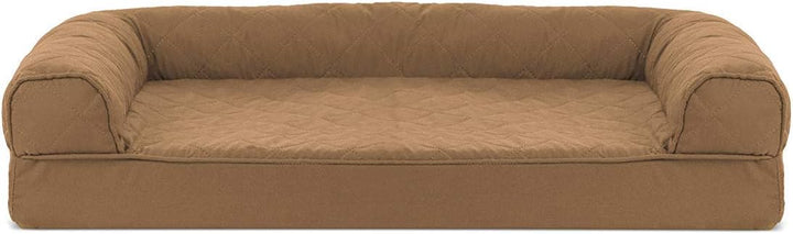 Furhaven Medium Orthopedic Dog Bed Quilted Sofa-Style w/Removable Washable Cover - Toasted Brown, Me