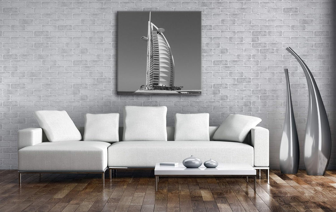 deyoli gigantisches Gebäude in Dubai im Format: 70x70 Effekt: Schwarz&Weiss als Leinwandbild, Motiv