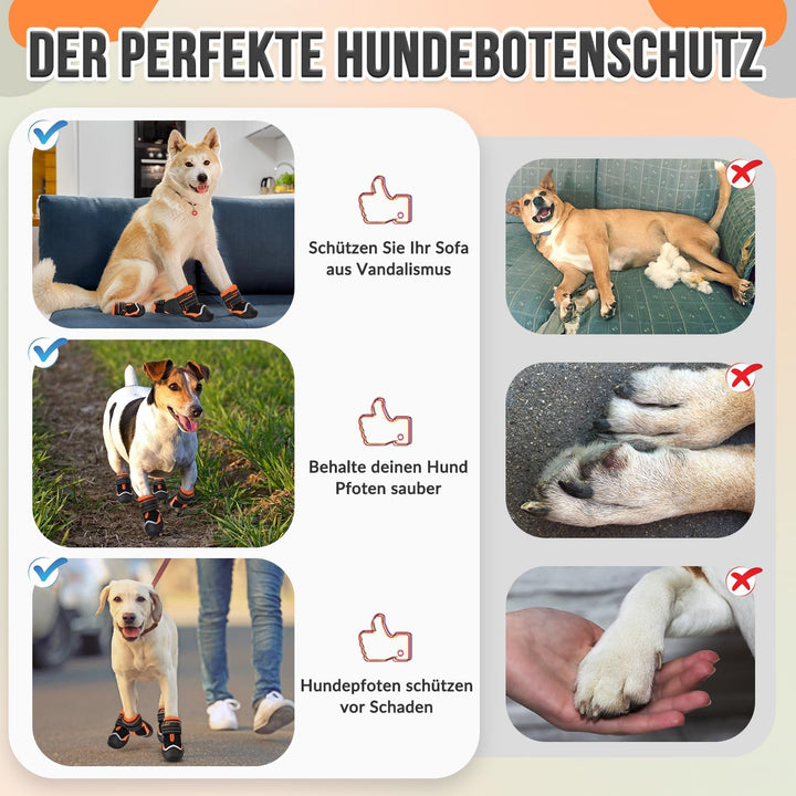 Eyein Hundeschuhe Pfotenschutz, 2 Stück atmungsaktiv Hundeschuhe mit Rutschfester Sohle und reflekti