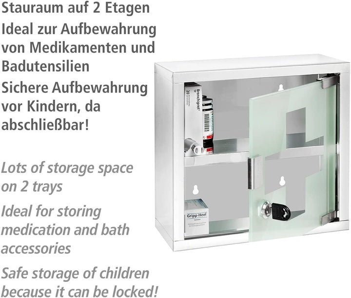WENKO Medikamentenschrank, Weiss, 25 x 12 x 25 cm 25 x 25 x 12 cm, 25 x 25 x 12 cm