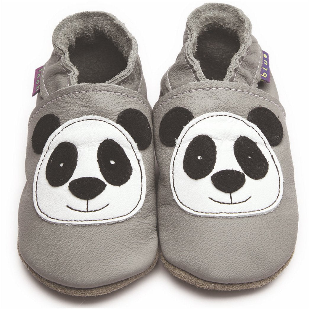 Inchblue Inch Blue Krabbelschuhe Leder, Panda grau, 0 bis 6 Monate 0 / 6 Monate 0 Bis 6 Monate, 0 /