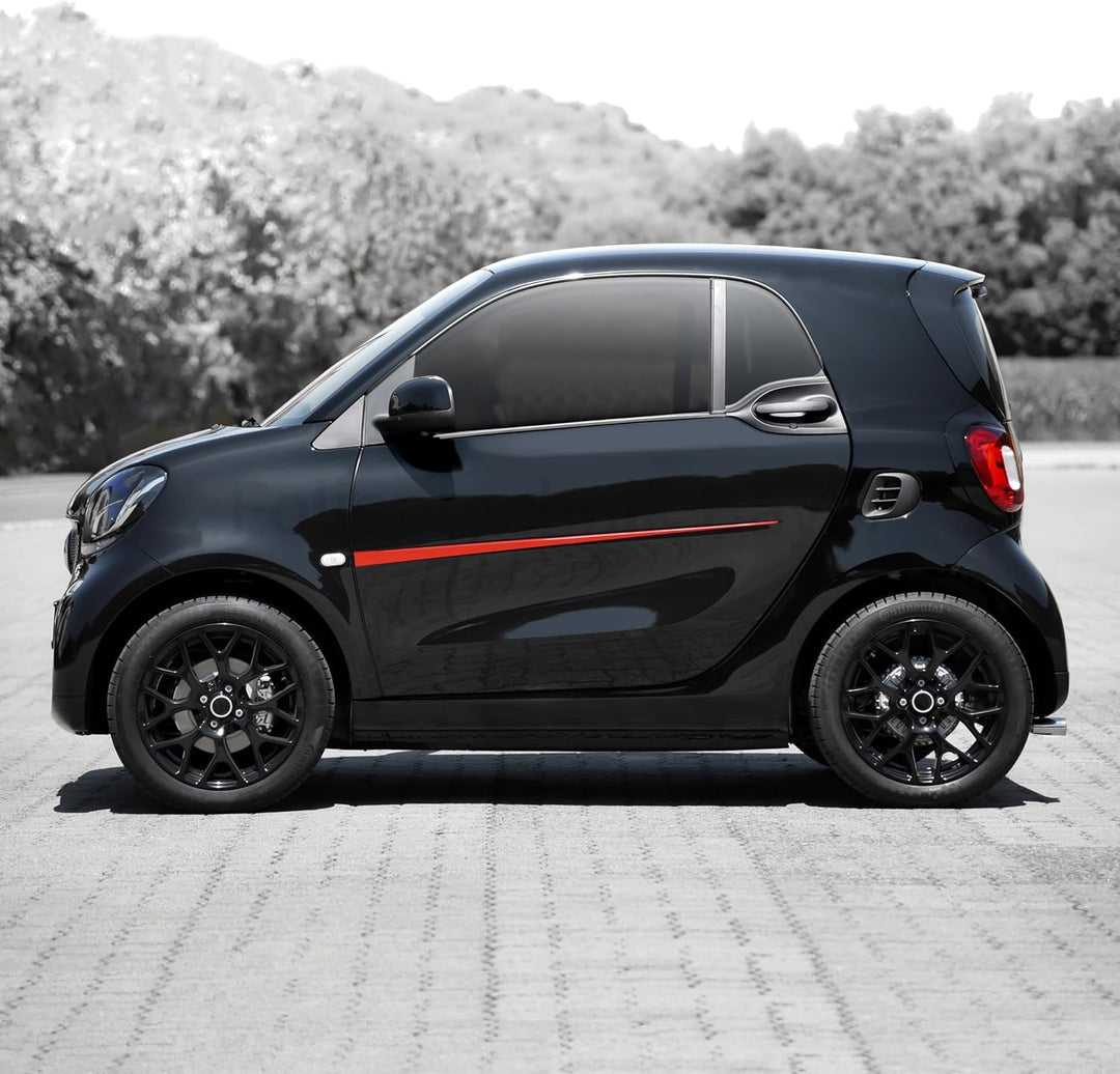 Folientechnik Bayer 1027 Akzentstreifen kompatibel mit Smart Fortwo 453 ab Bj. 2014 (Schwarz), Schwa