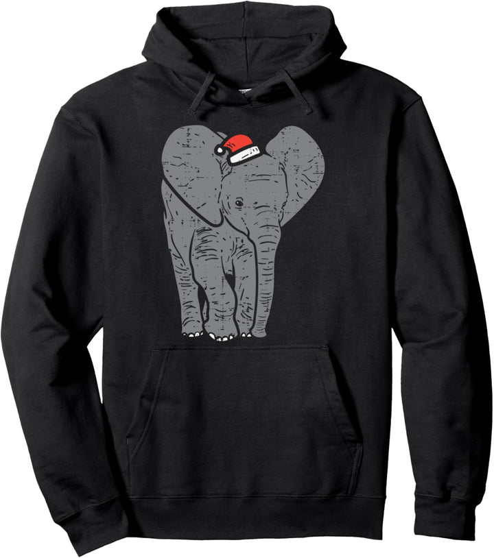 Elephant Santa Hat Christmas Xmas Pajamas Animal Lover Gift Pullover Hoodie