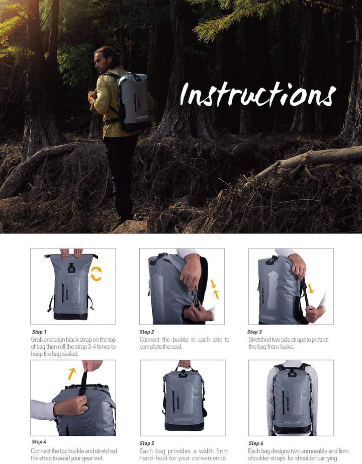 IDRYBAG Wasserdichter Rucksack Dry Bag 20L/30L/40L, schwimmender trockener Rucksack wasserdicht für