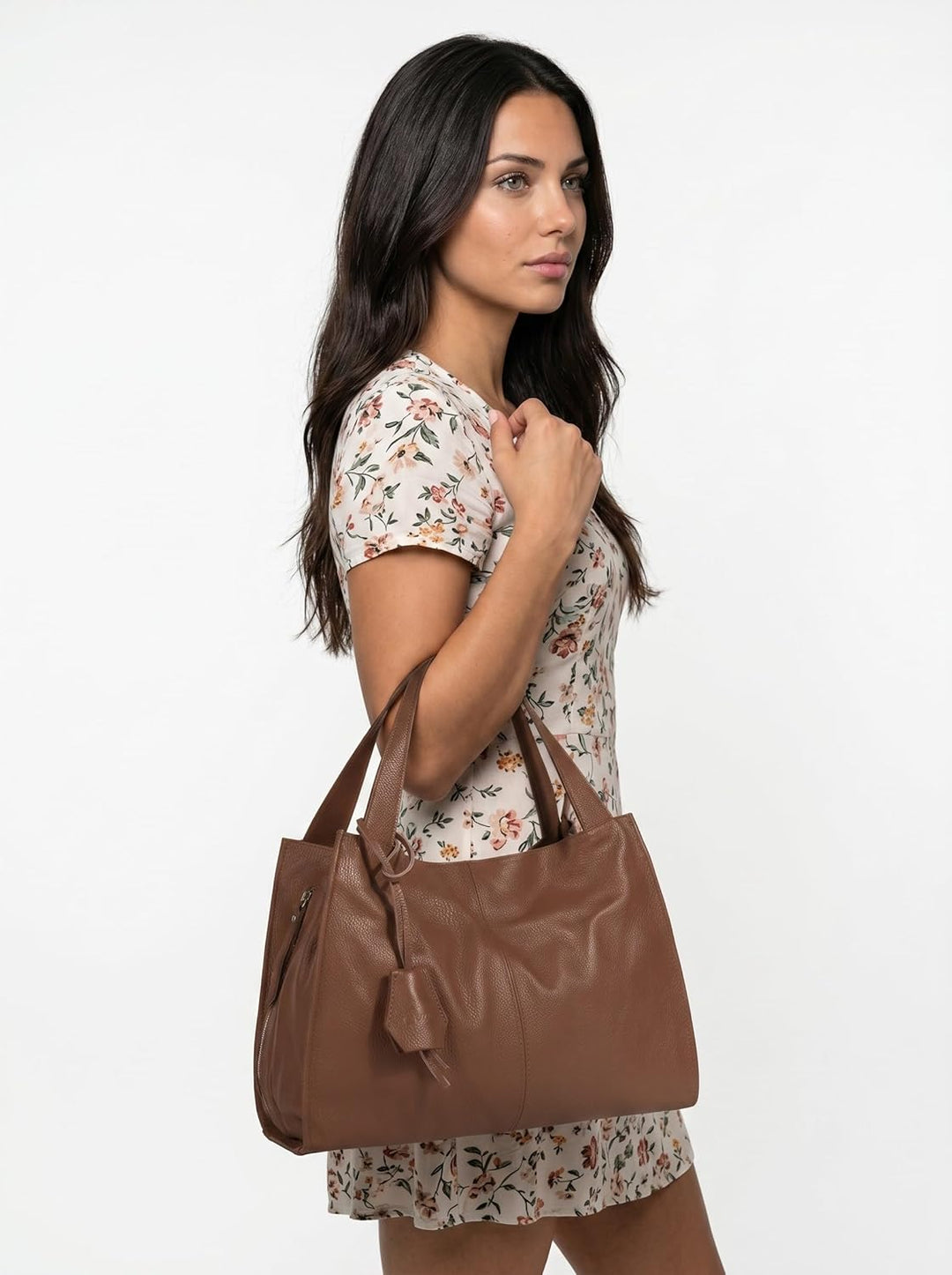 Shopper Echt Leder Damen Made in Italy, Smartphonefach, Ledertasche Damen, Handtasche Echtleder, Umh