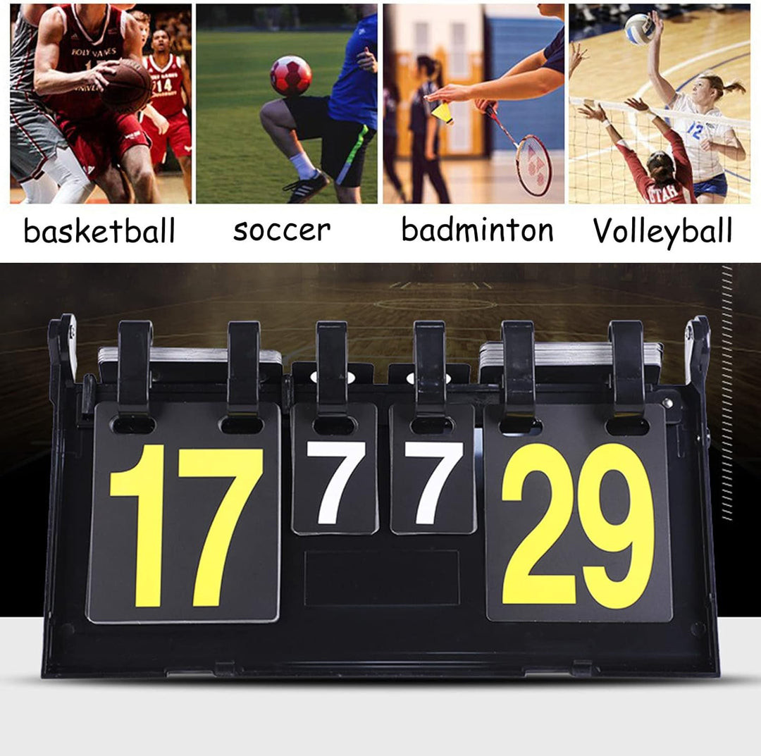 JasCherry Tragbare Flip Sport Anzeigetafel 4 Stellig Wettkämpfe Kerbe Zähltafel für Volleyball Badmi