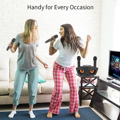 Bewinner Kabelloser Karaoke, Heim Bluetooth Lautsprecher mit Zwei Mikrofonen, Mikrofon Tragbarer Kar