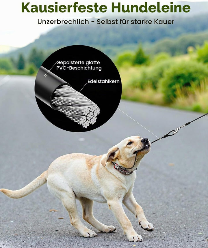 pecute Hundeleine 5m mit Bissfestem Kabel 46cm| Leicht Rollleine Reflektierende für Hund mit Kotbeut