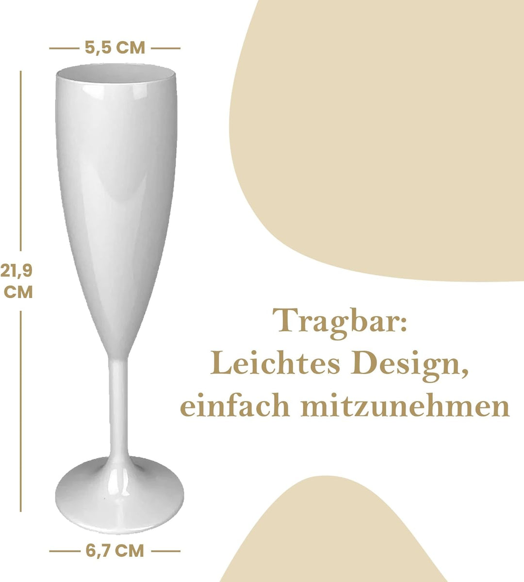 MyDrinkglass Sektgläser Plastik Givet | Weiss Champagner Gläser | 4 Stück | Kunststoff Gläser | Camp