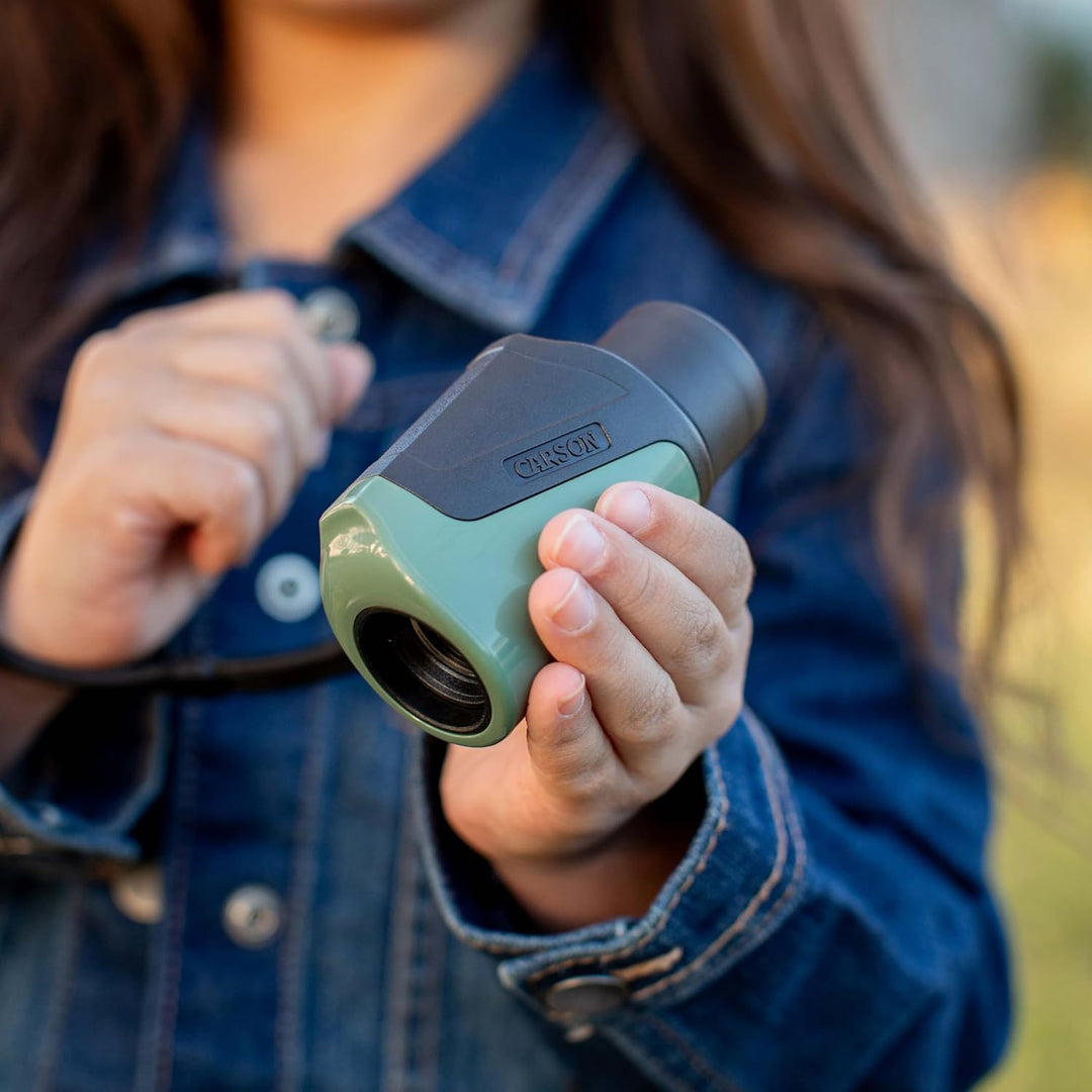 Carson Bengal 7 x 18 mm vorfokussiertes Mint-Spielzeug-Monokular für Kinder, Outdoor-Kinder-Wissensc