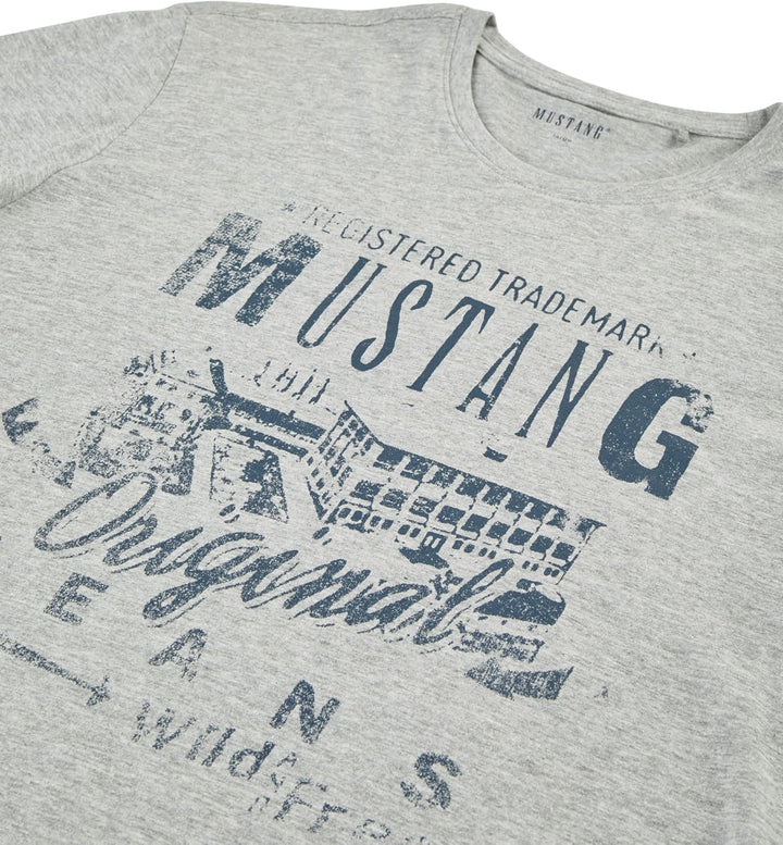 MUSTANG Herren T-Shirt 4er Pack Frontprint O-Neck Rundhalsausschnitt Kurzarm Regular Tee Shirt 100%